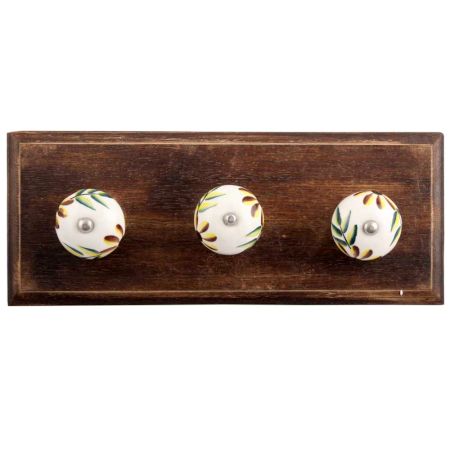 Olive County Leaf Ceramic Wooden Hooks